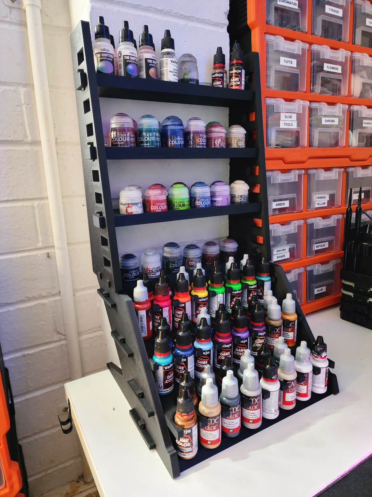 Real customer photo — Paint Rack Tower + Riser Gallery